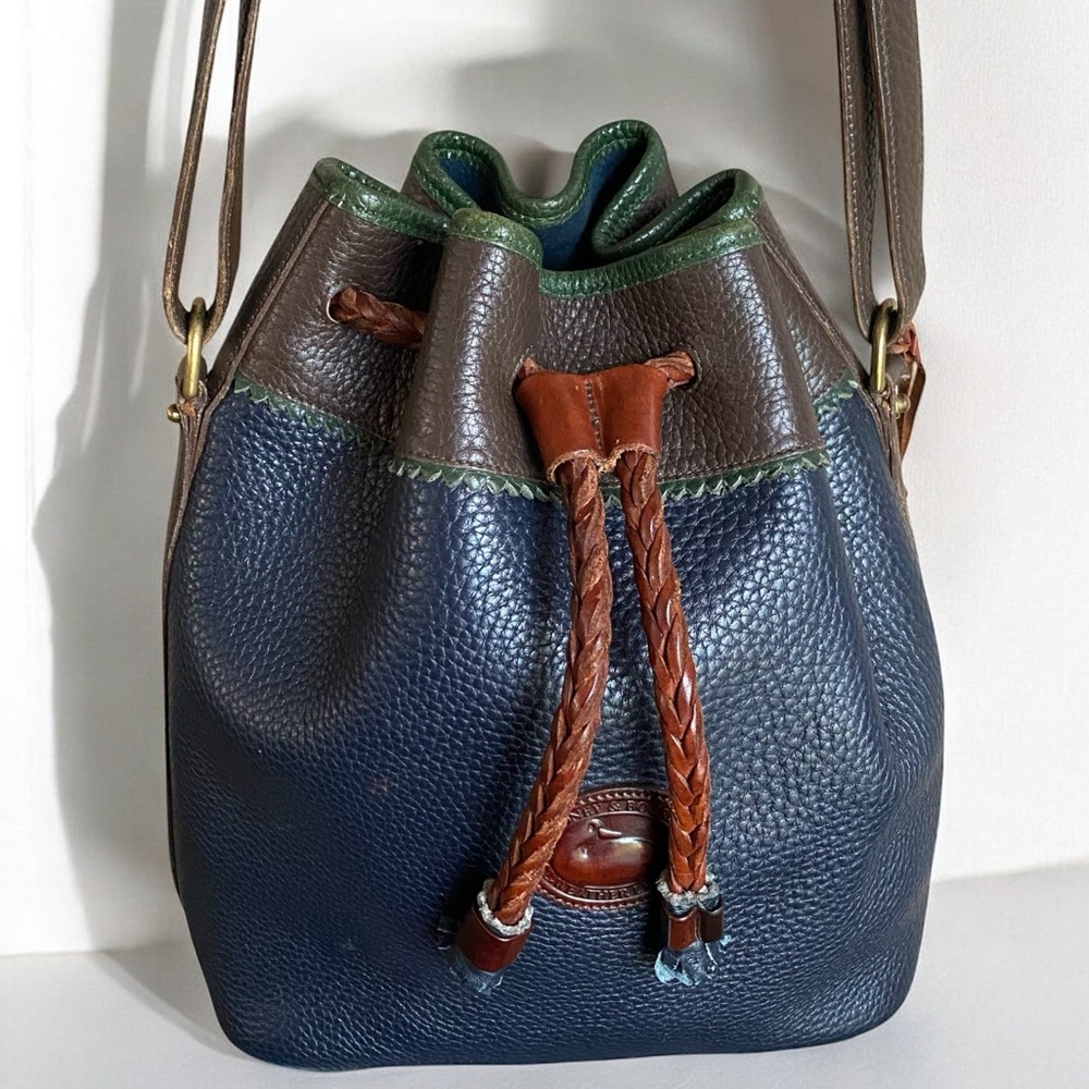 Dooney & Bourke Vintage‎ Y2K Multi Color Pebbled Leather Drawstring Bucket Bag